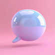 Glossy speech bubble symbol isolated on blue background, generative ai