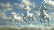 Playful unicorns in midair   AI generated illustration