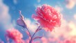 Vivid flower bloom amidst aqua sky with fluffy clouds in natural landscape