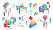 © Trostinka_25 - isometric vector set of people putting together puzzles, in color on a white background, teamwork and common business goal