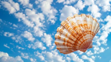 Lovely seashell floating in the sky   AI generated illustration