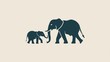 Elegant Silhouette Logo of Elephant Mother and Calf Generative AI