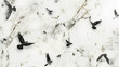 Black White Marble Floor Texture. Birds flowers pattern. Interior marble for wall.