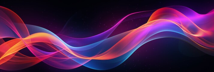 Wall Mural - Vibrant Abstract Waves In Neon Colors, Digital Wallpaper Design. Colorful Flowing Abstract Background. Generative AI