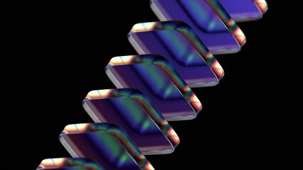 Abstract animation, 3d render of rotating glass blocks, 4k seamless looped video