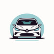 White concept car icon. Front view. Vector illustration