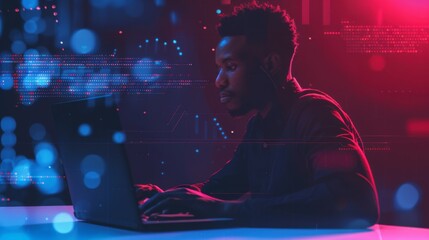 Poster - Man Working on Laptop Computer