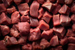 Pork stew meat on a fresh meat market