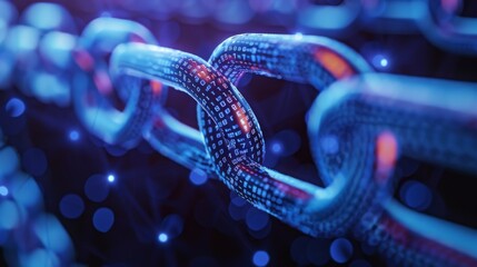 Aufkleber - Digital Blockchain Links in Close-Up View