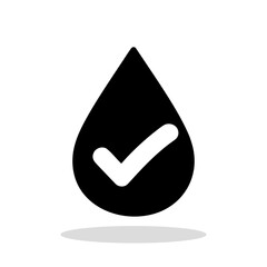 Wall Mural - water drop icon with checkmark. clean water concept. drinkable water icon isolated on white