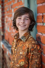 Wall Mural - A smiling teenager boy in retro '70s clothing 07