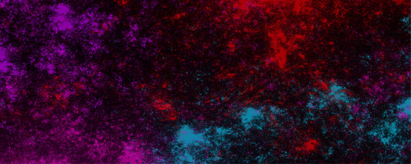 Star field background Aquamarine and pink dark red pink, blue and purple nebula universe. Cosmic neon light blue watercolor background aquarelle deep black Paper textured. Fantastic outer view space	