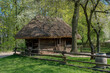 Stara drewniana chatka na wsi w otoczeniu naturalnej przyrody
