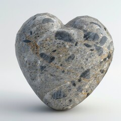 Wall Mural - Stone Heart, Polished Granite Heart, Pebble Love Symbol 3d Imitation, White Background