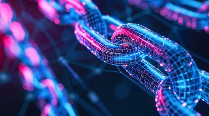 Aufkleber - Digital Blockchain Concept in Vivid Blue Tones