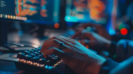Poster - Person Typing on Keyboard in Front of Monitor