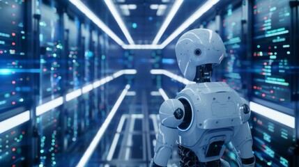 Leinwandbilder - Robot Standing in Illuminated Room