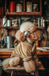 © ADDICTIVE STOCK - Stylish poodle dressed in a fashionable coat indoors. Generative AI image