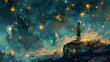 Stargazing Wonder: A Child's Cosmic Curiosity. Concept Astronomy Exploration, Childlike Wonder, Night Sky Adventures, Telescope Observations