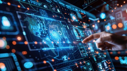 Leinwandbilder - Person Interacting With Futuristic Interface