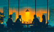 © VictoriaEmerson - business card with people on a meeting, coaching seminar illustration