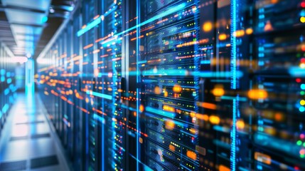 Poster - Rows of Servers in Data Center