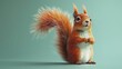 A playful squirrel in vivid orange strikes a captivating pose against a sleek green background.