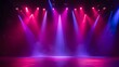 © Ziyan - Modern dance stage light background with spotlight illuminated for modern dance production stage. Empty stage with dynamic color washes. Stage lighting art design. Entertainment show.