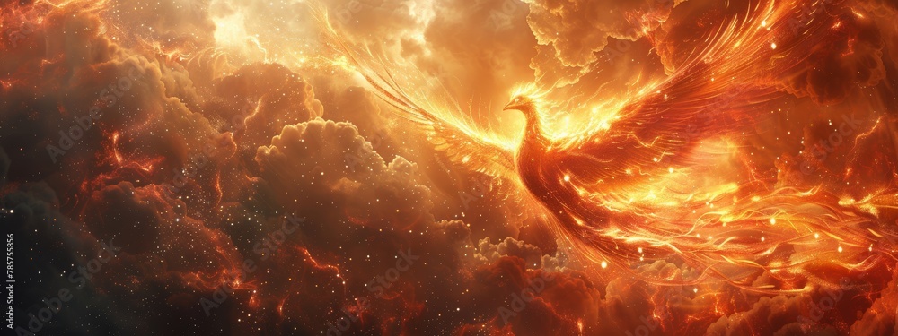 Phoenix bird fire fantasy firebird abstract magic 3D eagle animal ...