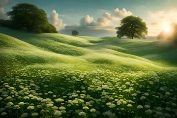 Wall Mural - landscape with trees and sky