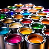 Fototapeta  - cans of paint isolated on black background