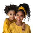 A Half Body Portrait of Black African Mother and Daughter for Mother’s Day Celebration, Isolated on Transparent Background, PNG