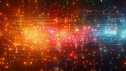 Wall Mural - abstract digital technology network with bright connections