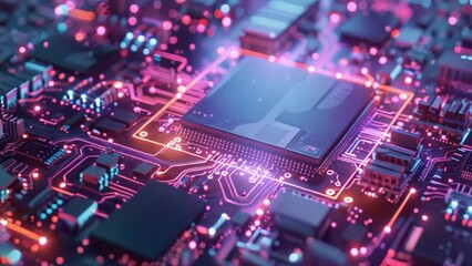 Fototapete - Close Up View of Computer Chip