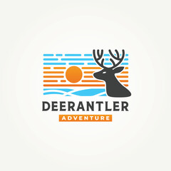 Wall Mural - simple minimalist wild deer adventure icon logo vector illustration design