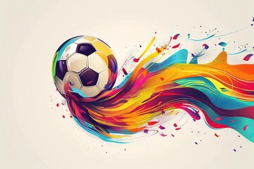 Wall Mural - artistic soccer ball illustration with dynamic colorful abstract elements modern sports vector design