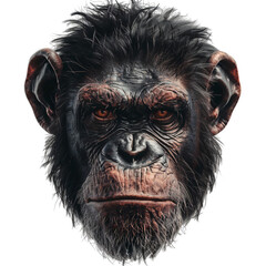 Wall Mural - Angry face of a chimpanzee, close up head cut out transparent