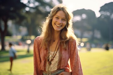 Canvas Print - Caucasian American hippie woman in the 1970s