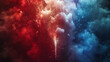 American flag colors from smoke explosion of cloudy firework at USA independence day celebration