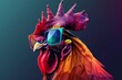 cyberpunk rooster with stylish sunglasses abstract faceted animal portrait digital vector art
