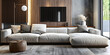 Luxury modern living room with comfortable sofa .
