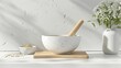 Blank mockup of a modern twist on the traditional mortar and pestle perfect for grinding herbs and es. .