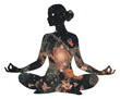 PNG Silhouette woman doing meditation spirituality art cross-legged