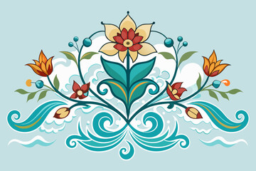 Sticker - Ornamental flowers with charming blooms on a white background.