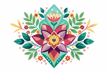 Sticker - Geometric shapes adorned with vibrant flowers bloom gracefully against a pristine white background.