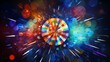 Abstract spinning color wheel with light flares - An abstract spinning color wheel bursts with a spectrum of colors and dynamic light flares representing creativity and diversity