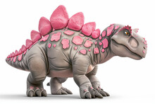 A Cartoon Stegosaurus With Pink Spikes And Spots