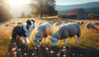 Border collie dog herding sheep