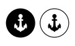 Anchor icon set. Anchor symbol logo. Anchor marine icon.