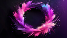 Purple Celestial Wreath Explosion, Cosmic Burst Purple Halo On Black, Purple Nebula Wreath In Galactic Abyss, Vibrant Purple Celestial Ring In Space(Generative AI)